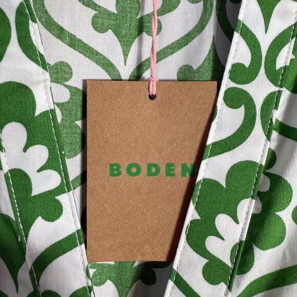 Boden Elena Cotton Tiered Midi Dress Womens 16-18 Paradise Green Ivy Trellis NWT - Picture 10 of 16